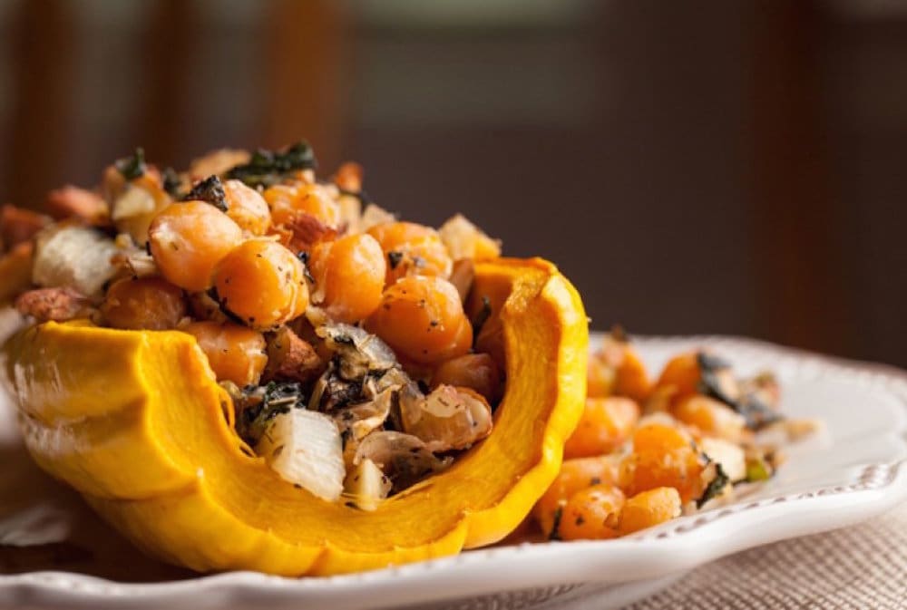 vegetarian chickpea recipes - stuffed squash