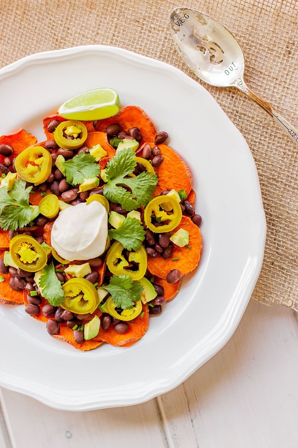 Vegan Sweet Potato Nachos with Tofu Sour Cream
