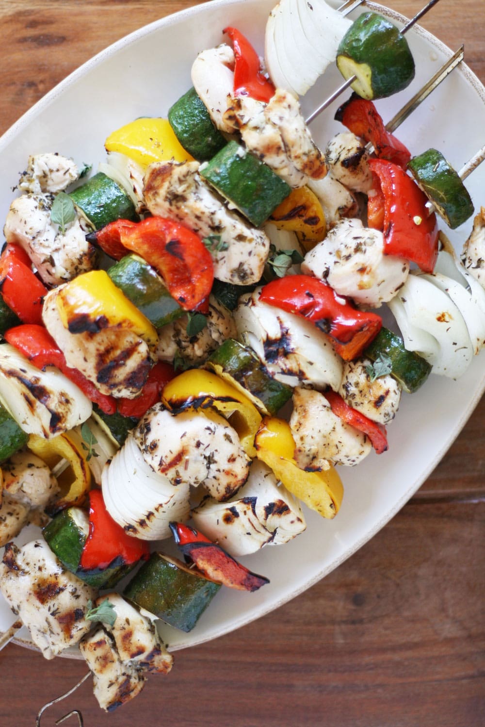 Image of our chicken kabob recipes that is great for any grilling occasion and tasty served up with chimichurri.