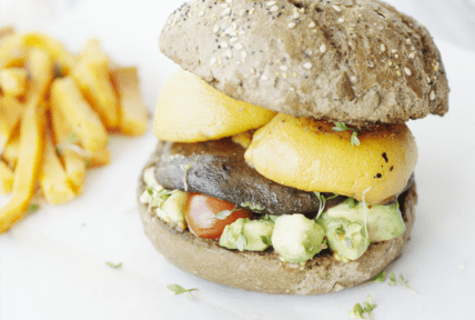mushroom burger portobello and peach