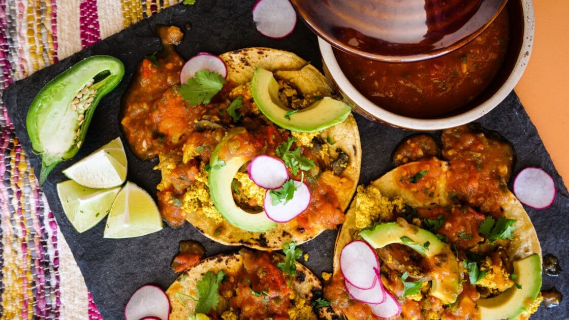 Chef Bai's plant based tacos with avocado salsa