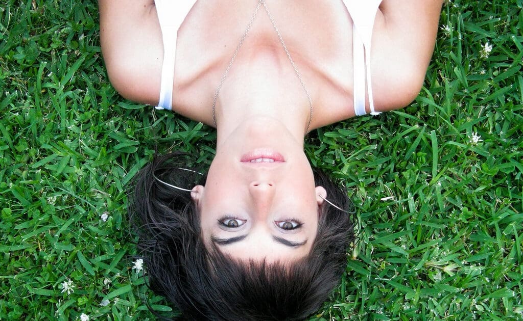 woman grass